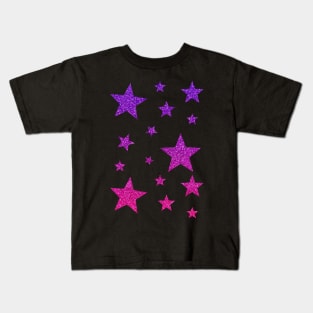 Purple Pink Ombre Faux Glitter Stars Kids T-Shirt